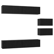 Set mobile TV 6 pz | Armadietto TV | Mobile Porta TV Rovere Nero Legno multistrato