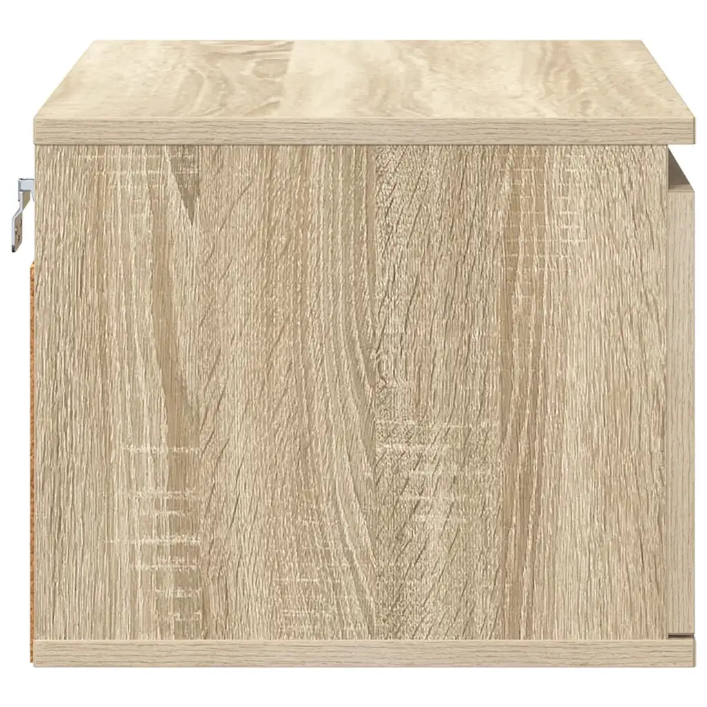 Comodino a Parete con luci LED Rovere Sonoma 836830