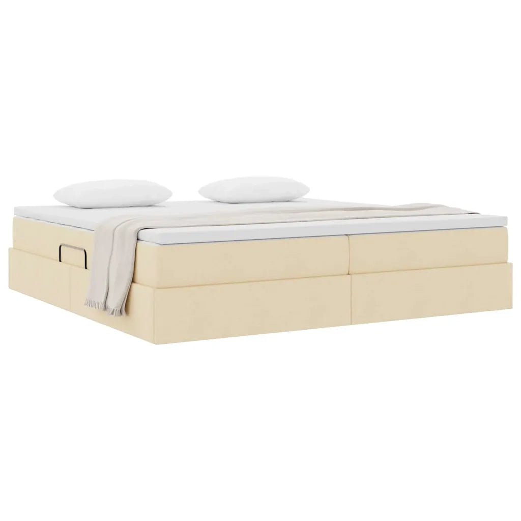 Letto con contenitore e materasso Crema 200 x 200 cm Poliestere