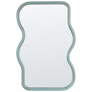 Specchio da parete con cornice in legno di Paulownia blu 58 x 90 cm Forma irregolare con ganci Decorazione da parete in stile moderno