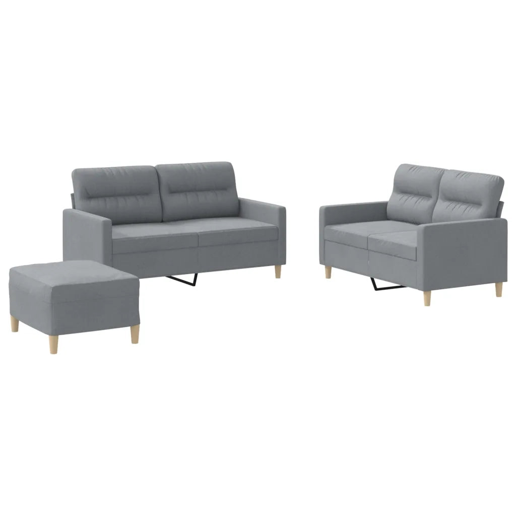 Set di Divani 3 pz con Cuscini Grigio Chiaro in Tessuto 3201576