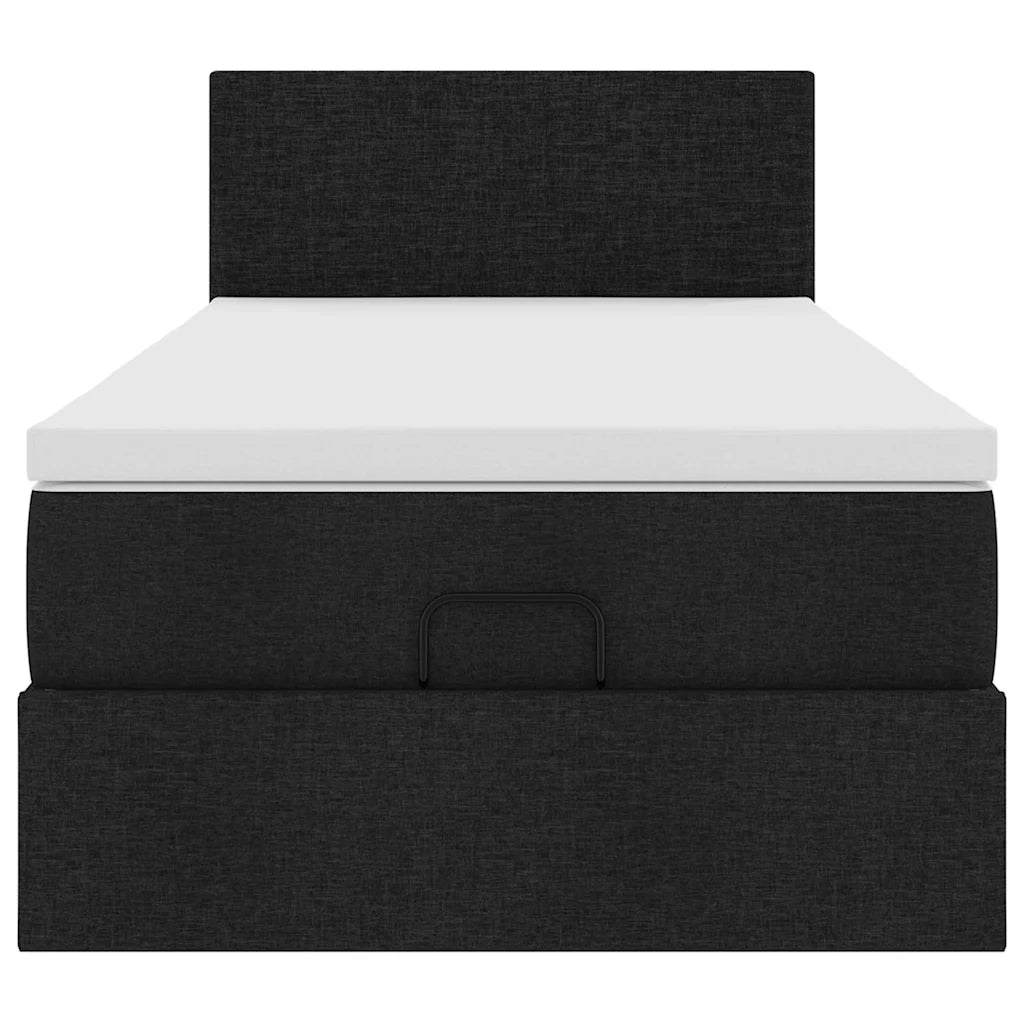 vidaXL Pouf Letto con Materasso Nero 90x200 cm in Tessuto