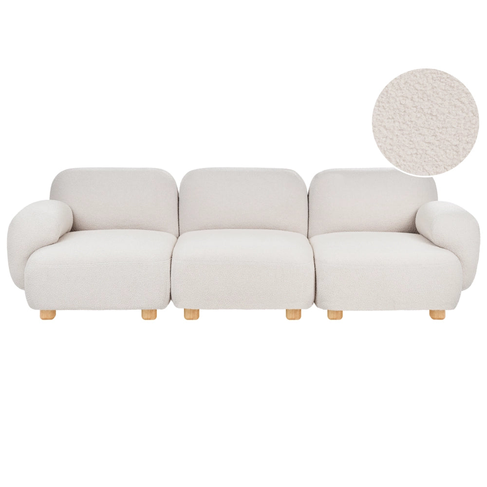Divano componibile a 3 posti in tessuto due moduli angolari gambe in legno bianco sporco stile moderno