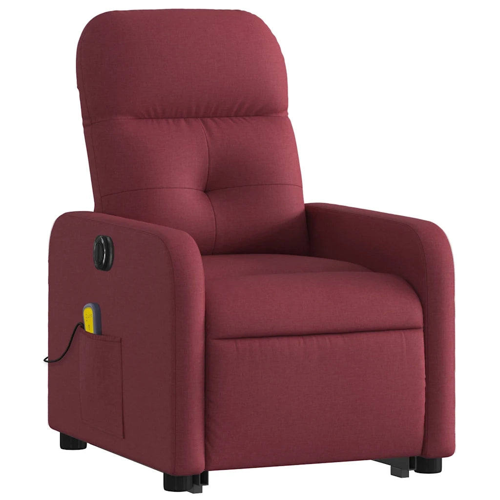 Poltrona Alzapersona Massaggiante Elettrica Rosso Vino Tessuto 3206825