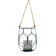 Lanterna metallo blu cm 16,5x16,5h18,5