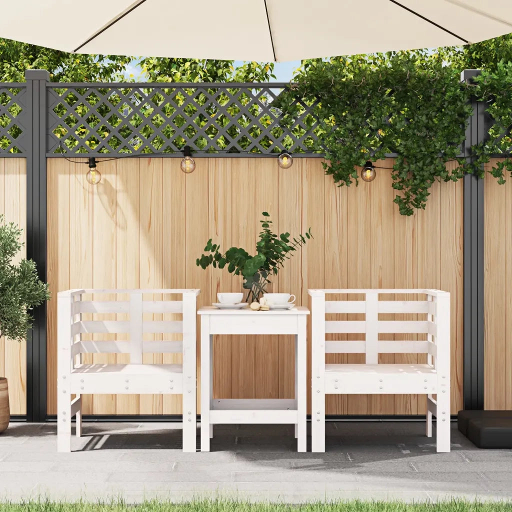 Sedie da Giardino 2pz Bianche 61,5x53x71cm Legno Massello Pinocod mxl 86169