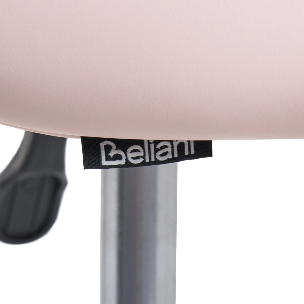 Sgabello da ufficio rosa pastello in ecopelle con struttura in metallo imbottito girevole regolabile in altezza arredamento per ufficio