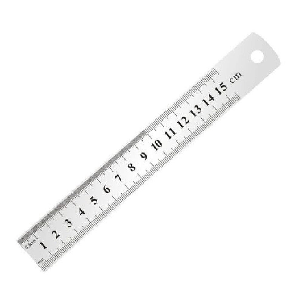 Trade Shop - Righello Metro In Acciaio Inox Metallo 1mm A 15cm Riga Segnatura Cm Inch 97761 -