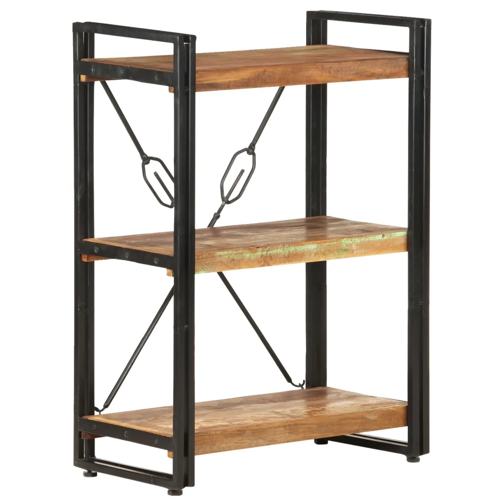 Libreria a 3 Ripiani-Scaffale per Libri-Mobile di Stoccaggio 60x30x80 cm in Massello di Recupero