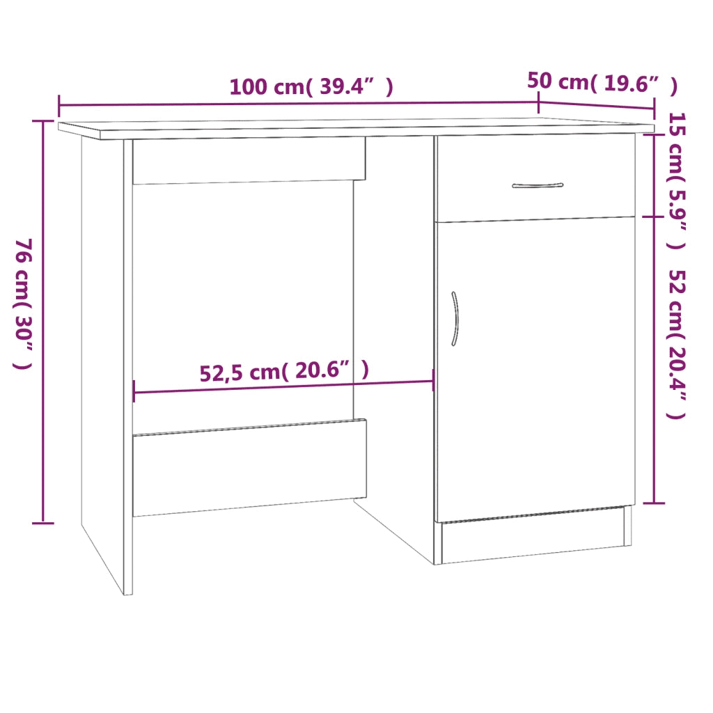 Scrivania Grigio Sonoma 100x50x76 cm in Legno Multistrato 815421