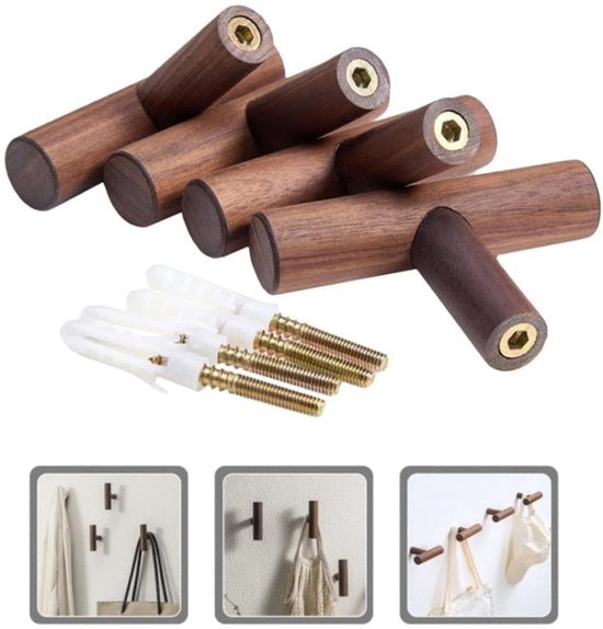 4 Pezzi di Spogliatoio a Soffitto in Legno con Viti - Spogliatoio a Soffitto - Spogliatoio a Parete - Spogliatoio in Legno Naturale - Montaggio a Parete