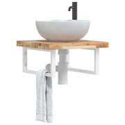 vidaXL Ripiano a Parete per Lavabo in Acciaio e Massello di Acacia
