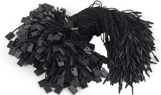 Fascia di Sospensione Stringa Nylon per Etichette di Sospensione 200 pezzi Da Svuotare - Nero Prezzo di Stringa Nylon per Etichette di Sospensione con Pin di Blocco a Scatto