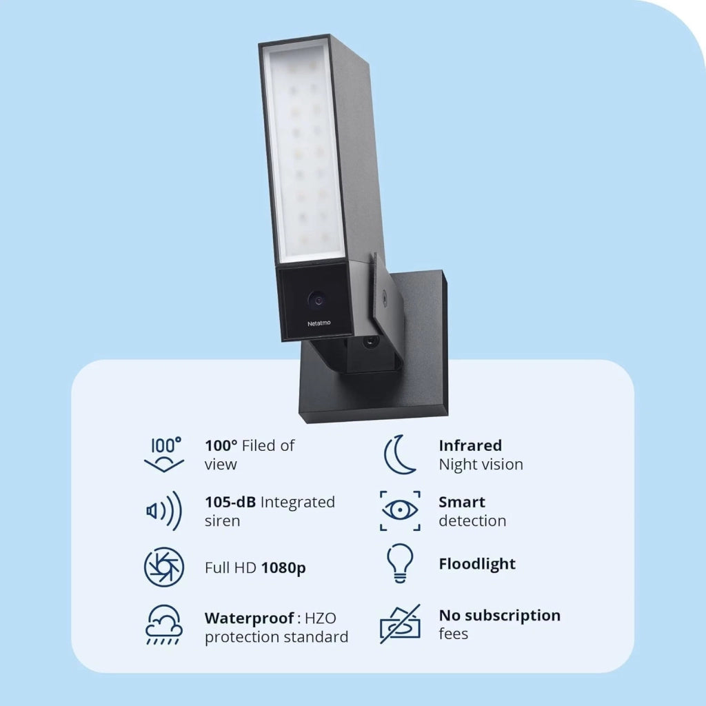 Netatmo New Presence Videocamera Esterna Di Sorveglianza Intelligente con sirena Da 105dB. Wi-Fi