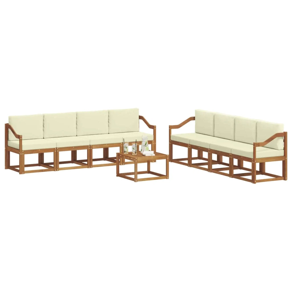 Set di divani da esterno con cuscino 9 pcs Naturale e Crema