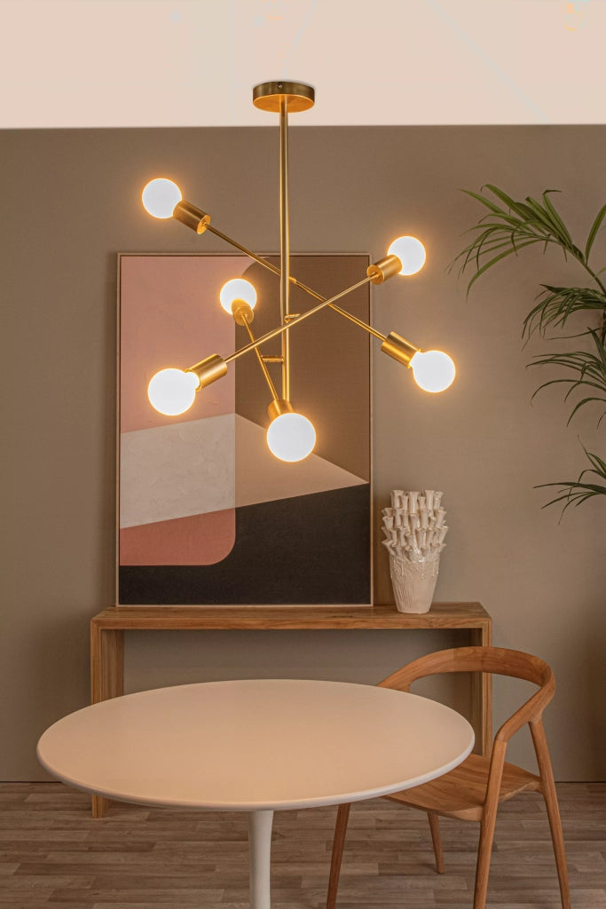 Plafoniera loft Lester oro opaco metallo 6xE27 Lucide