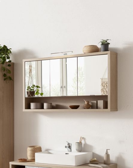 Mobili arredo bagno prezzi bassi, bagno in finitura Rovere e Marmo bianco, ZCMLADACOMP