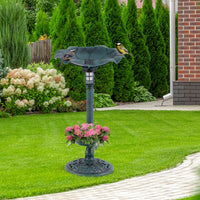 Bagno per uccelli con piedistallo e ciotola a forma di foglia di loto lampada solare, Mangiatoia per uccelli solare da esterno Bronzo-Altri animali