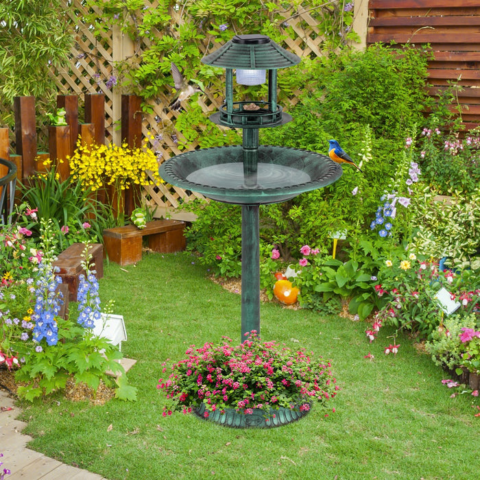 Bagno per uccelli con luce solare esterna, Mangiatoia per uccelli 3 in 1 con base per fioriera e lampada solare Bronzo-Altri animali