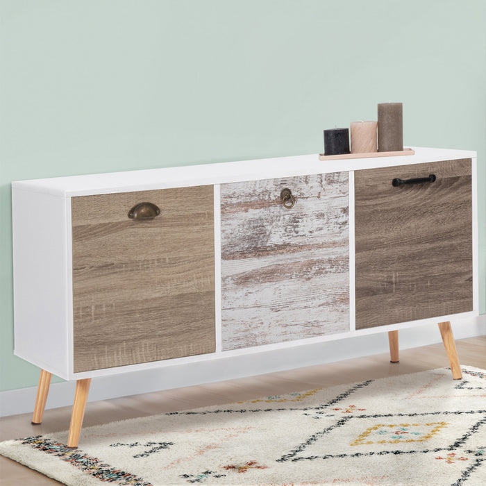 IDMarket - BAHIA 113 cm Credenza bassa scandinava a 3 ante