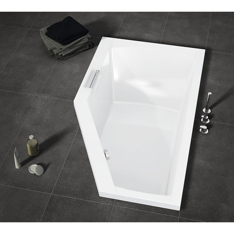 Vasca da bagno RIHO in acrilico con angolo destro GETA 170x90 cm con maniglia integrata