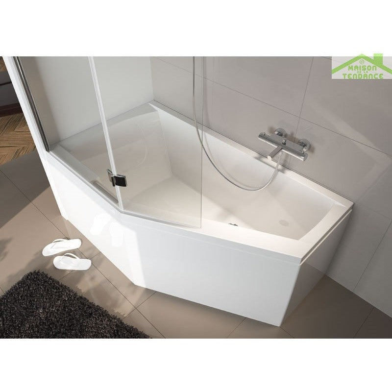 RIHO Vasca da Bagno Angolare Sinistra in Acrilico GETA 170x90 cm con Maniglia Integrata