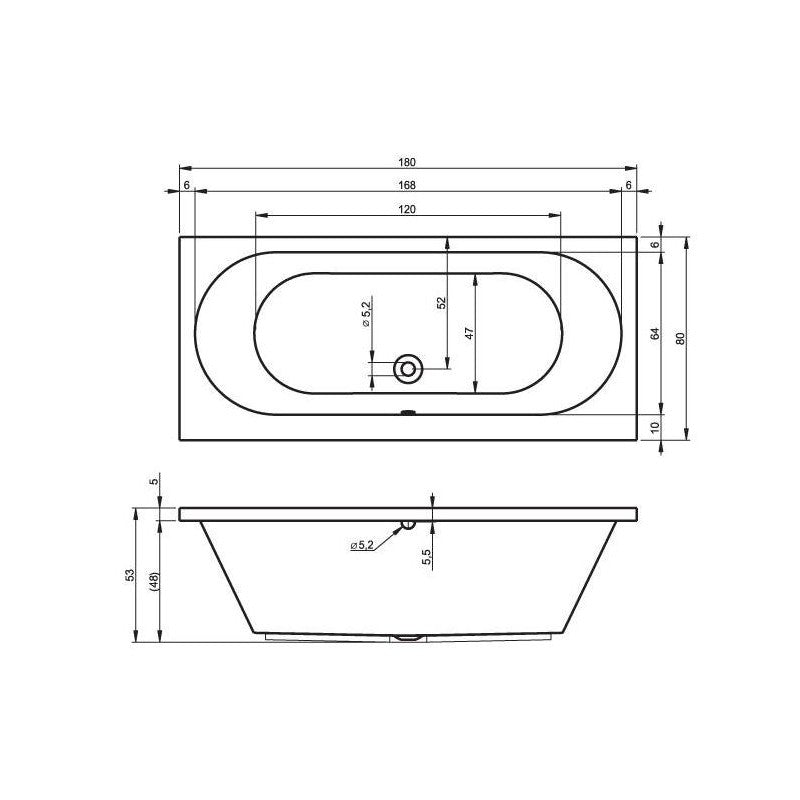 RIHO CAROLINA vasca da bagno in acrilico 180x80 cm