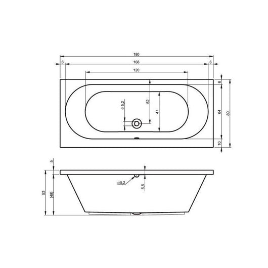 RIHO CAROLINA vasca da bagno in acrilico 180x80 cm
