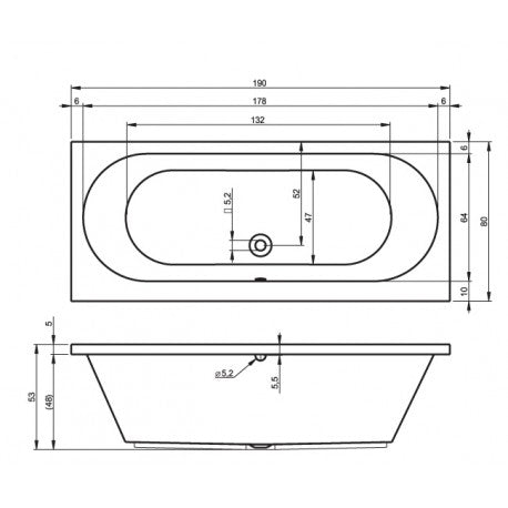RIHO CAROLINA vasca da bagno in acrilico 190x80 cm