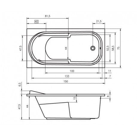 RIHO COLUMBIA vasca da bagno in acrilico 150x75 cm