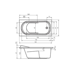 RIHO COLUMBIA vasca da bagno in acrilico 140x70 cm