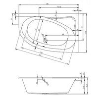 Grande vasca da bagno in acrilico RIHO con angolo sinistro ARYL 170x110 cm