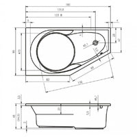Vasca da bagno in acrilico RIHO con angolo destro YUKON 160x90 cm
