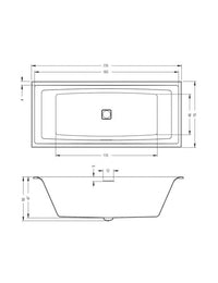 RIHO FALL STILL SQUARE 170x75 cm vasca da bagno in acrilico con cascata