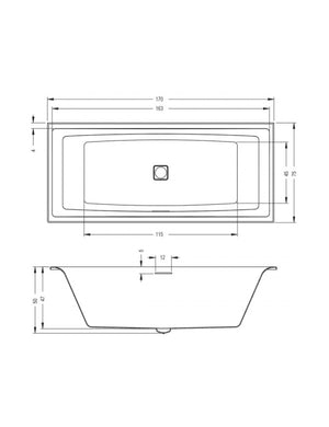 RIHO FALL STILL SQUARE 170x75 cm vasca da bagno in acrilico con cascata