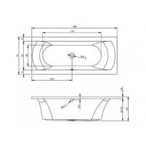 Vasca da bagno RIHO in acrilico con angolo sinistro LIMA 160x75 cm