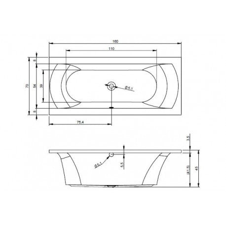 Vasca da bagno RIHO in acrilico con angolo sinistro LIMA 160x75 cm