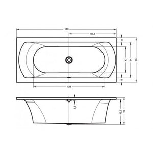 Vasca da bagno RIHO in acrilico con angolo sinistro LIMA 180x80 cm
