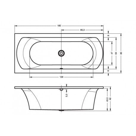 Vasca da bagno RIHO in acrilico con angolo sinistro LIMA 180x80 cm