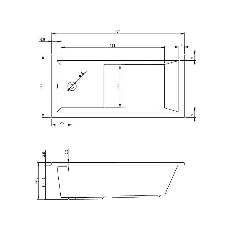 Vasca da bagno in acrilico RIHO LUSSO PLUS 170x80 cm