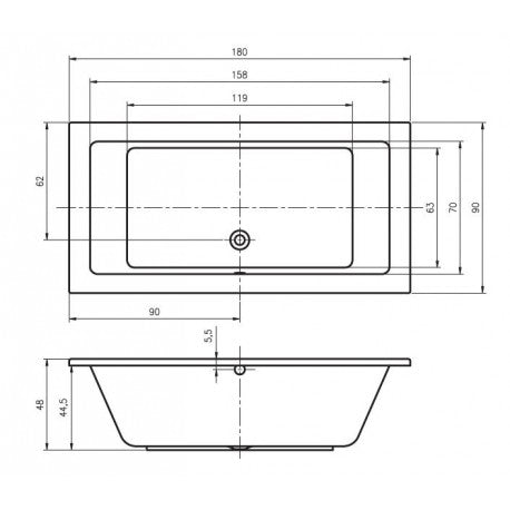 Vasca da bagno in acrilico RIHO LUSSO 180x90 cm