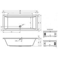 Vasca da bagno RIHO LUSSO in acrilico 200x90 cm