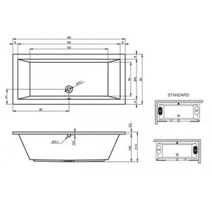 Vasca da bagno in acrilico RIHO LUSSO 180x80 cm