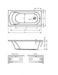RIHO MIAMI vasca da bagno in acrilico 150x70 cm