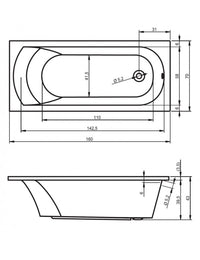 RIHO MIAMI vasca da bagno in acrilico 160x70 cm