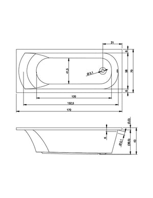 RIHO MIAMI vasca da bagno in acrilico 170x70 cm