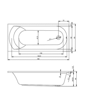 RIHO MIAMI vasca da bagno in acrilico 180x80 cm