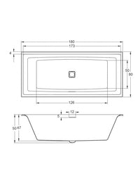 Vasca da bagno in acrilico RIHO STILL SQUARE 180x80 cm