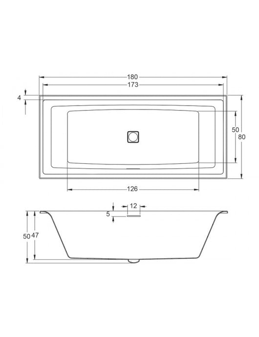 Vasca da bagno in acrilico RIHO STILL SQUARE 180x80 cm