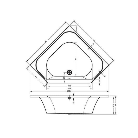 RIHO AUSTIN vasca da bagno angolare in acrilico 145x145cm